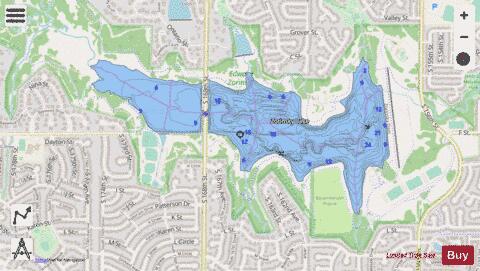 Zorinsky Lake depth contour Map - i-Boating App - Streets