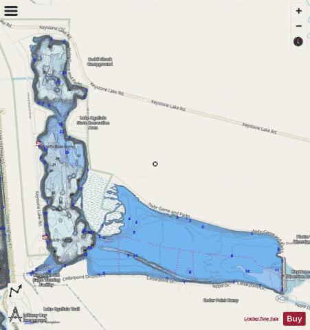 Lake Ogallala depth contour Map - i-Boating App - Streets