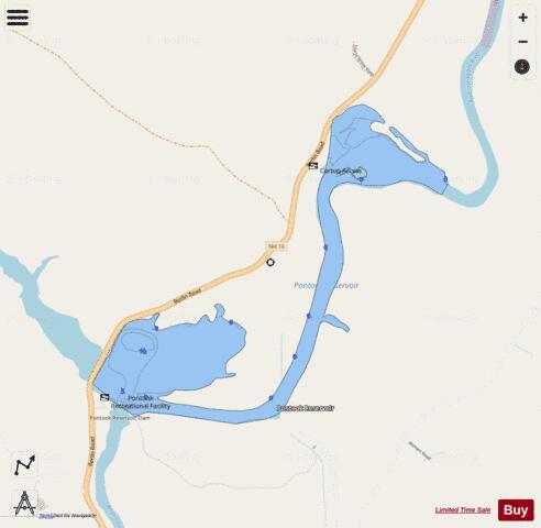 Pontook Reservoir depth contour Map - i-Boating App - Streets