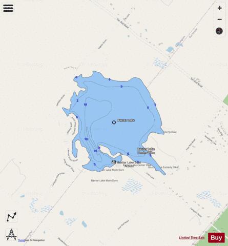 Baxter Lake depth contour Map - i-Boating App - Streets