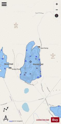 Clement Pond depth contour Map - i-Boating App - Streets