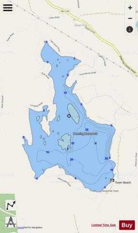 Deering Reservoir depth contour Map - i-Boating App - Streets