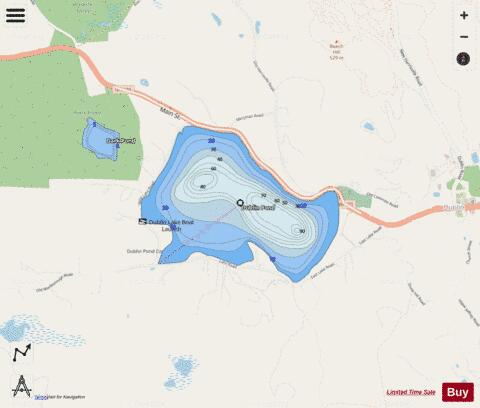 Dublin Pond depth contour Map - i-Boating App - Streets