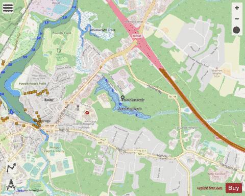 Exeter Reservoir depth contour Map - i-Boating App - Streets