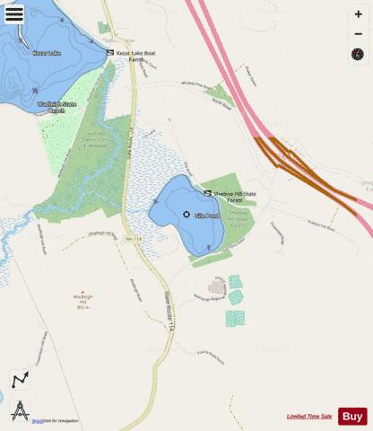 Gile Pond depth contour Map - i-Boating App - Streets