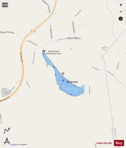 Gilman Pond depth contour Map - i-Boating App - Streets
