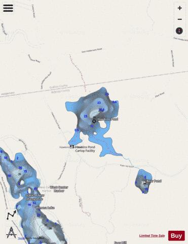Hawkins Pond depth contour Map - i-Boating App - Streets