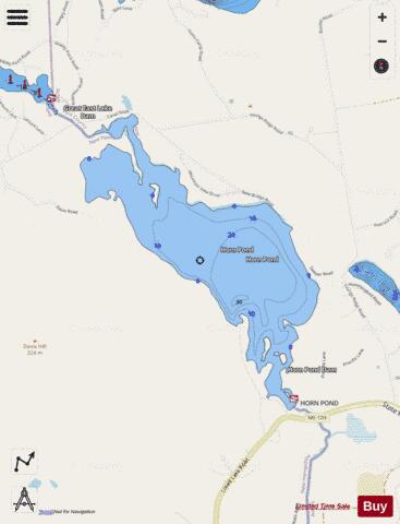 Horn Pond depth contour Map - i-Boating App - Streets