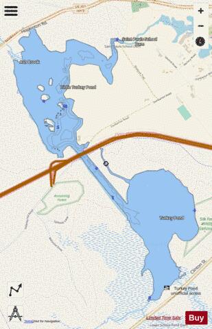 Little Turkey Pond depth contour Map - i-Boating App - Streets