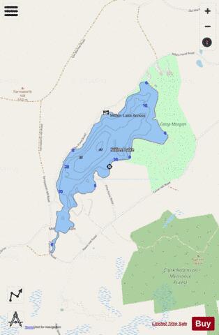 Millen Lake depth contour Map - i-Boating App - Streets