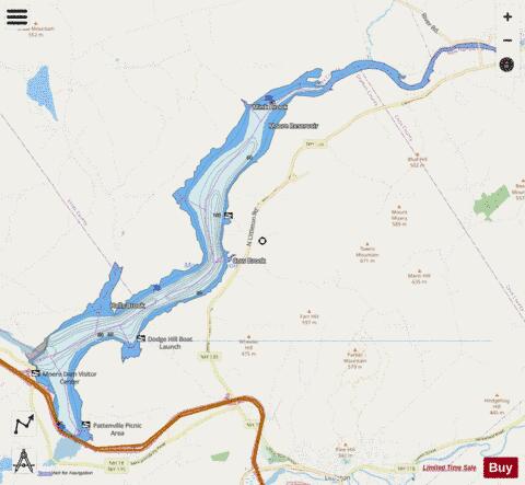 Moore Reservoir depth contour Map - i-Boating App - Streets