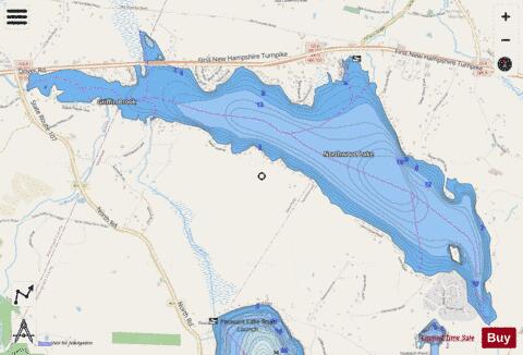 Northwood Lake depth contour Map - i-Boating App - Streets