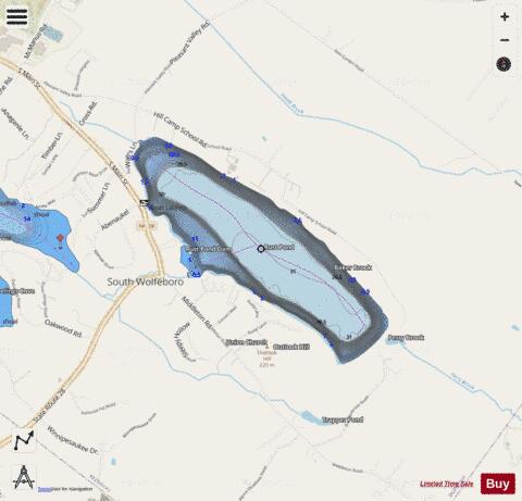 Rust Pond depth contour Map - i-Boating App - Streets