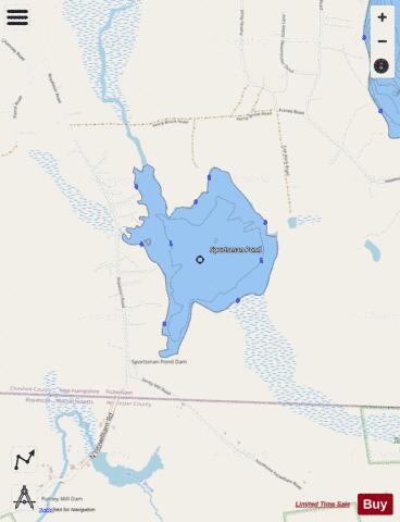 Sportsman Pond depth contour Map - i-Boating App - Streets