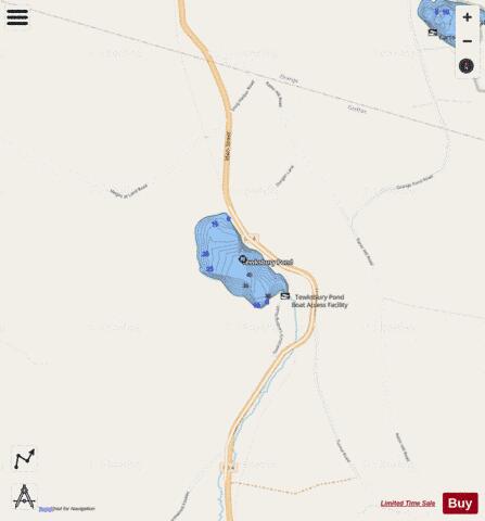 Tewksbury Pond depth contour Map - i-Boating App - Streets