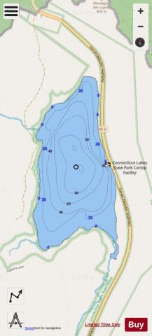 Third Connecticut Lake depth contour Map - i-Boating App - Streets