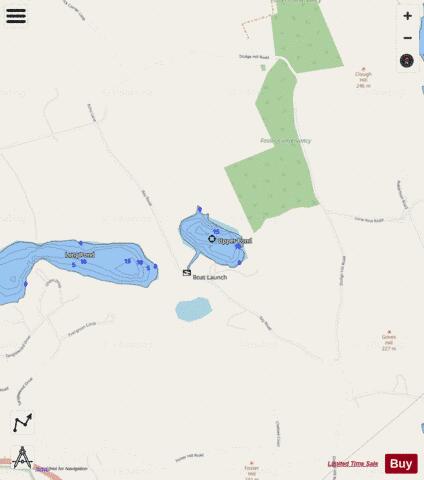 Upper Pond depth contour Map - i-Boating App - Streets