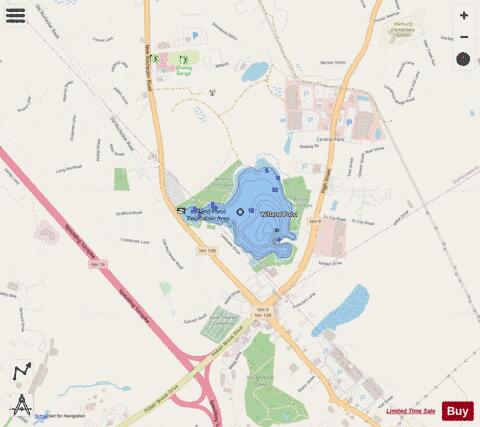 Willand Pond depth contour Map - i-Boating App - Streets