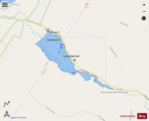 Lower Baker Pond depth contour Map - i-Boating App - Streets