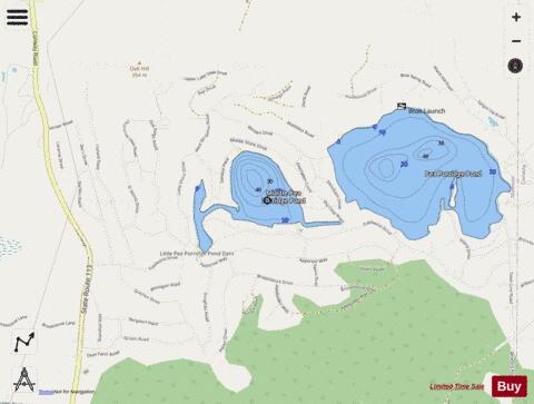 Middle Pea Porridge Pond depth contour Map - i-Boating App - Streets