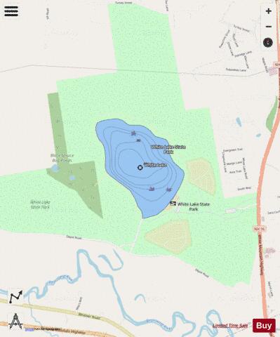 WHITE LAKE depth contour Map - i-Boating App - Streets