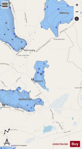 SEAVER RESERVOIR depth contour Map - i-Boating App - Streets