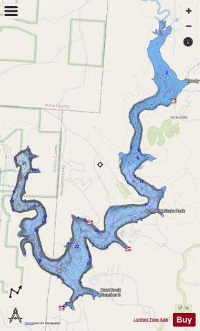 Burr Oak depth contour Map - i-Boating App - Streets