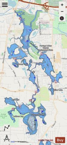 Portage Lakes depth contour Map - i-Boating App - Streets