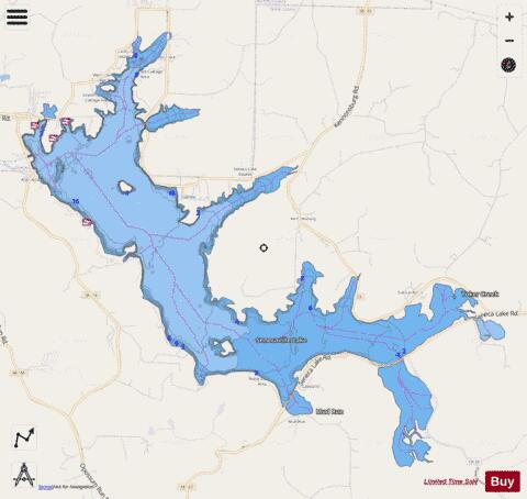 Seneca depth contour Map - i-Boating App - Streets