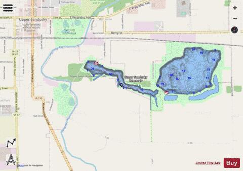 Upper Sandusky 1 depth contour Map - i-Boating App - Streets