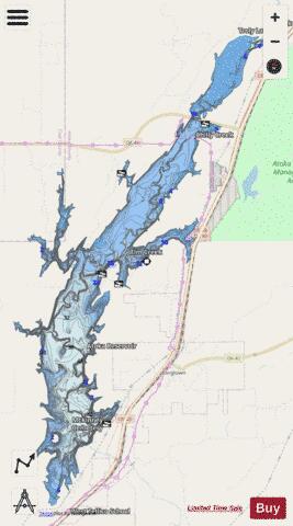 Atoka Reservoir depth contour Map - i-Boating App - Streets