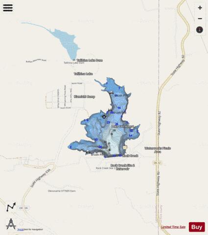 Lake Carl Albert depth contour Map - i-Boating App - Streets