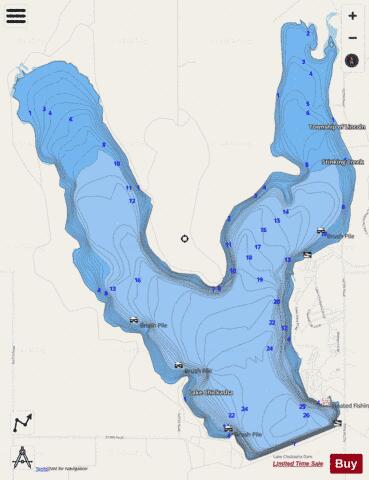 Lake Chickasha depth contour Map - i-Boating App - Streets