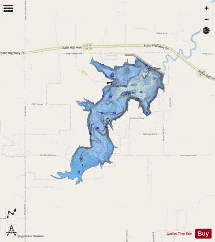 Durant depth contour Map - i-Boating App - Streets