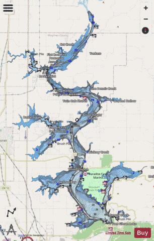 Fort Gibson Lake depth contour Map - i-Boating App - Streets