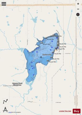 Meeker Lake depth contour Map - i-Boating App - Streets