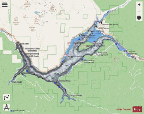 Detroit Lake depth contour Map - i-Boating App - Streets