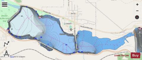 Dexter Reservoir depth contour Map - i-Boating App - Streets