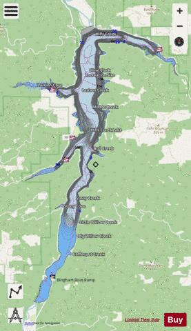 Hills Creek Lake depth contour Map - i-Boating App - Streets