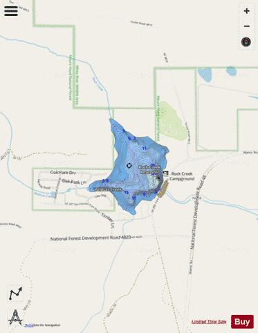 Rock Creek Reservoir depth contour Map - i-Boating App - Streets