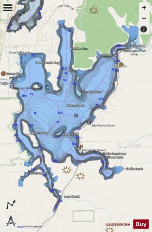 Siltcoos Lake depth contour Map - i-Boating App - Streets