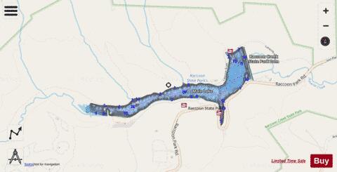 Lake Raccoon/Main Lake depth contour Map - i-Boating App - Streets