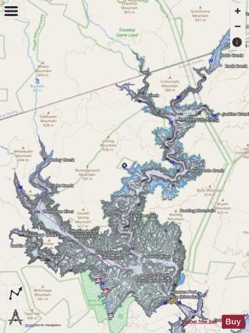 Lake Jocassee depth contour Map - i-Boating App - Streets