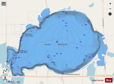Blue Dog depth contour Map - i-Boating App - Streets