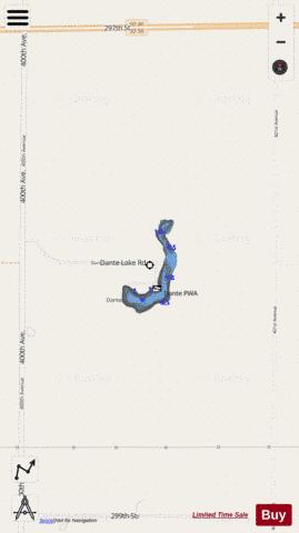 Dante depth contour Map - i-Boating App - Streets