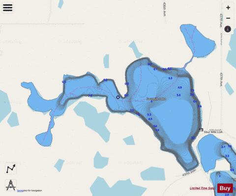 Four Mile depth contour Map - i-Boating App - Streets