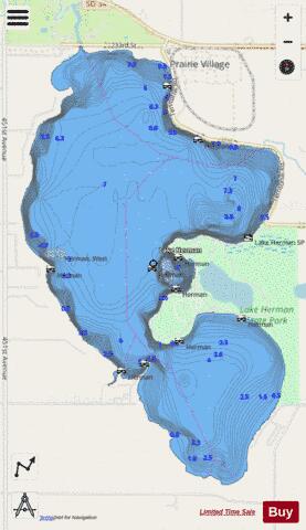 Herman depth contour Map - i-Boating App - Streets