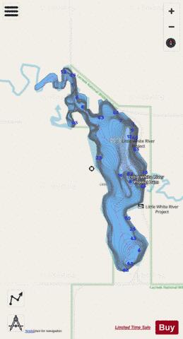 Little White River Project depth contour Map - i-Boating App - Streets