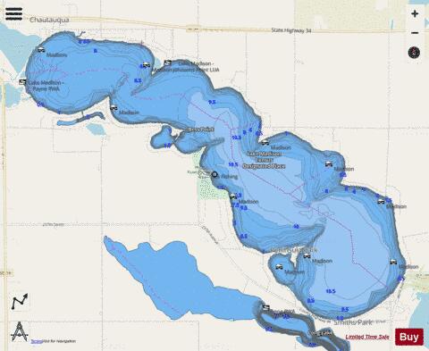 Madison depth contour Map - i-Boating App - Streets