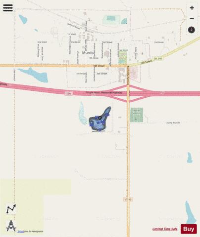Murdo Railroad depth contour Map - i-Boating App - Streets